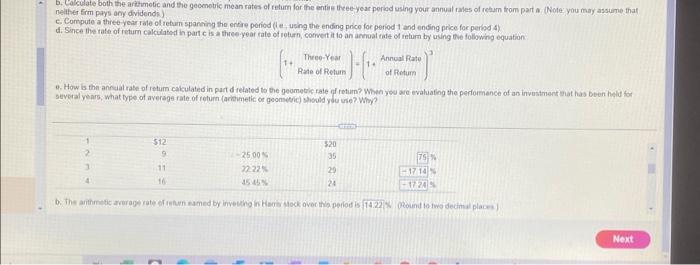 plesse help with c d and e b. Colculate both the artimetic