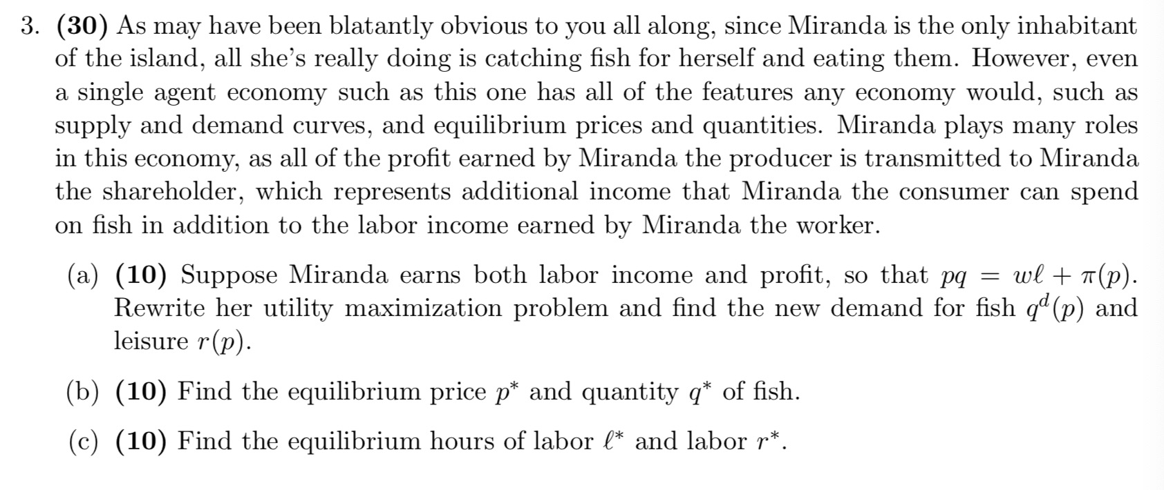 plz help me with this question which is master-level econ 3. (30)