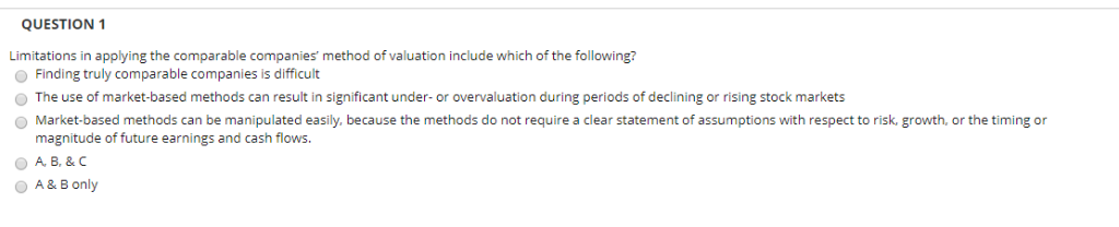 Please answer and explain: QUESTION 1 Limitations in applying the comparable companies'