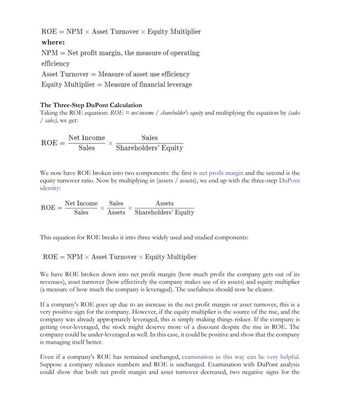 the topic "DuPont Analysis".this is the reference for the topic: DUPONT ANALYSIS