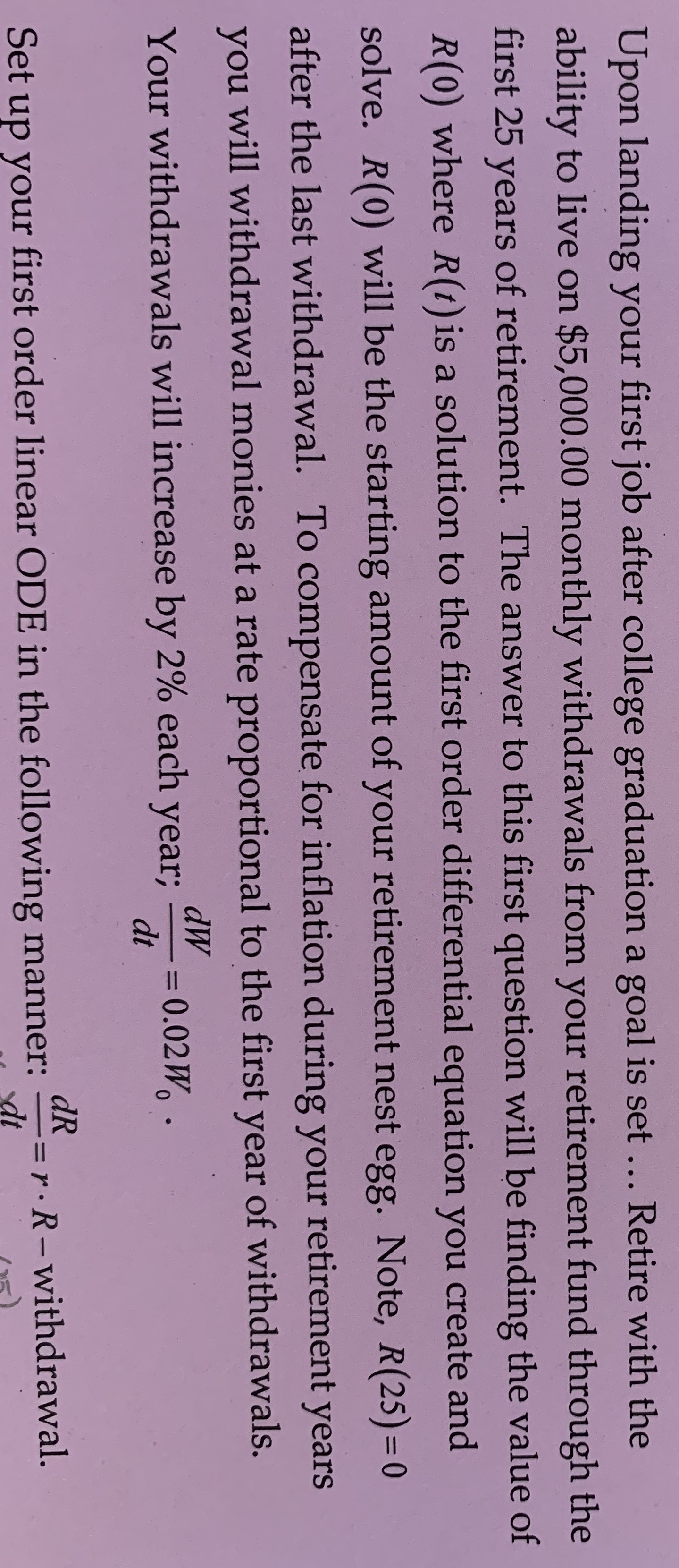* Set up linear first order differential equations* Solve the differential equation*