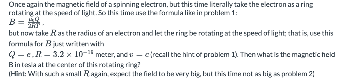 radius R and charge Q rotating about its axis in period T