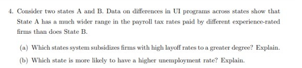  4. Consider two states A and B. Data on differences in