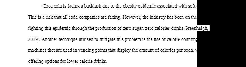  Coca cola is facing a backlash due to the obesity epidemic