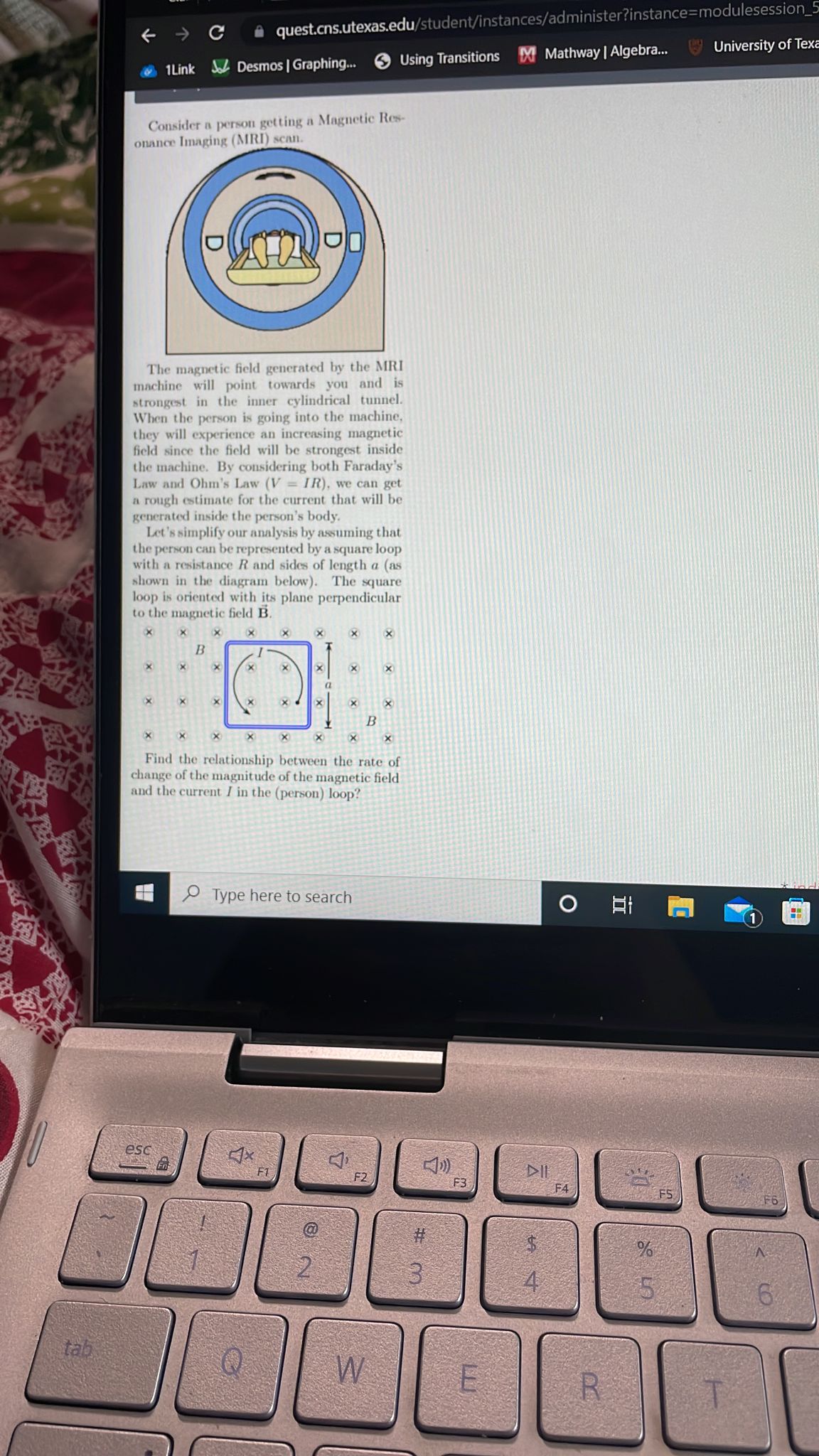 Algebra... University of Tex Consider a person getting a Magnetic Res- onance
