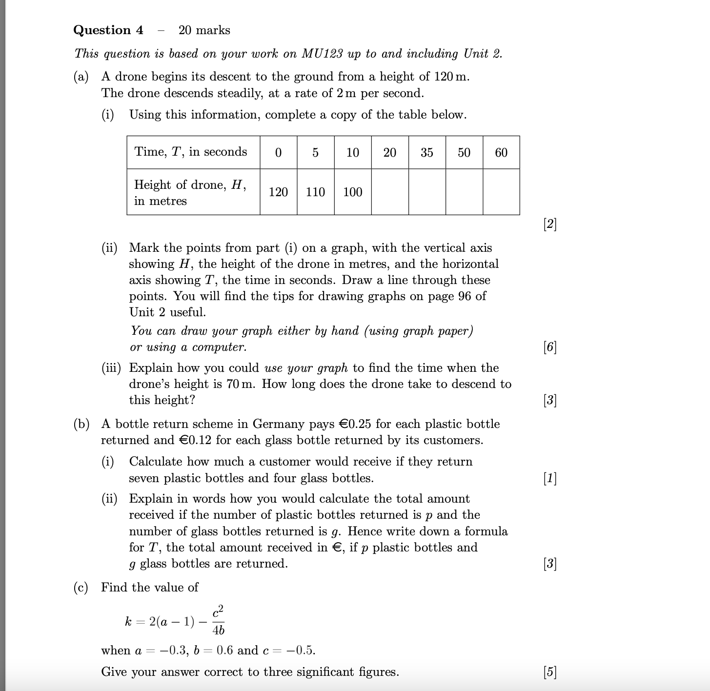  Question 4 20 marks This question is based on your work