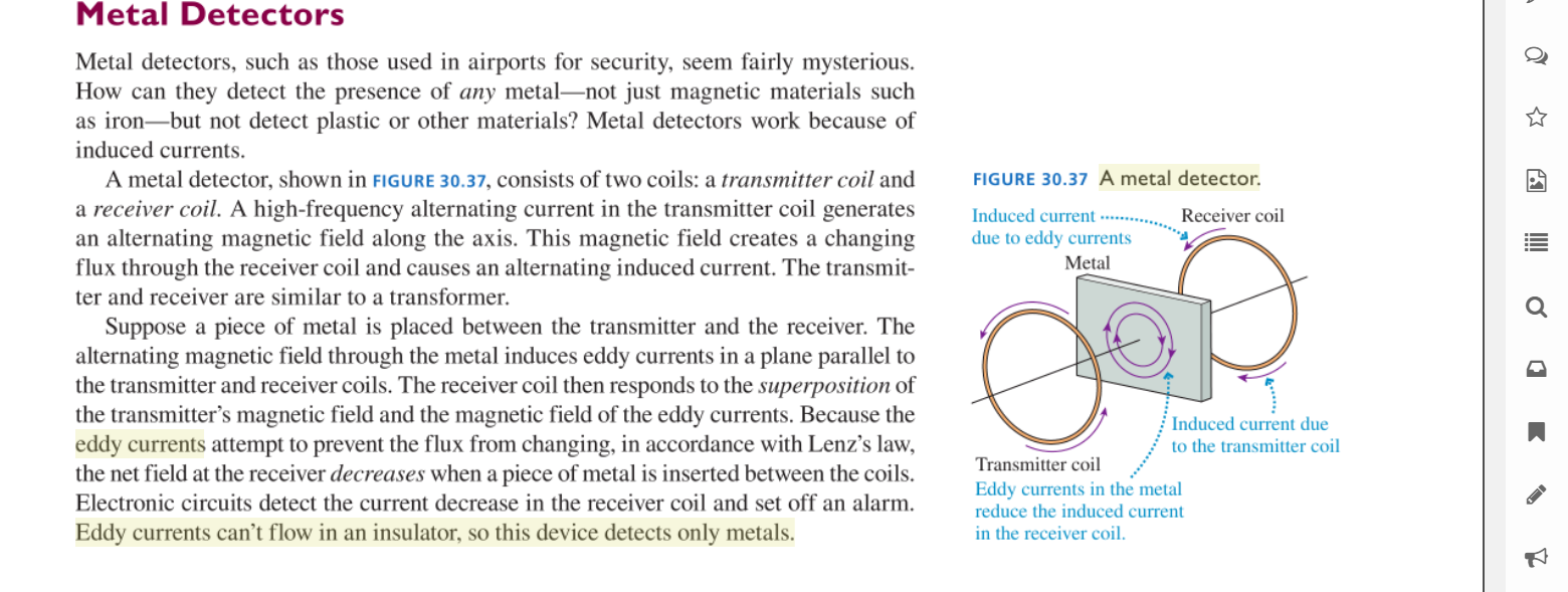 Please answer all questions in simple way.For Q1, please describe metal detectors