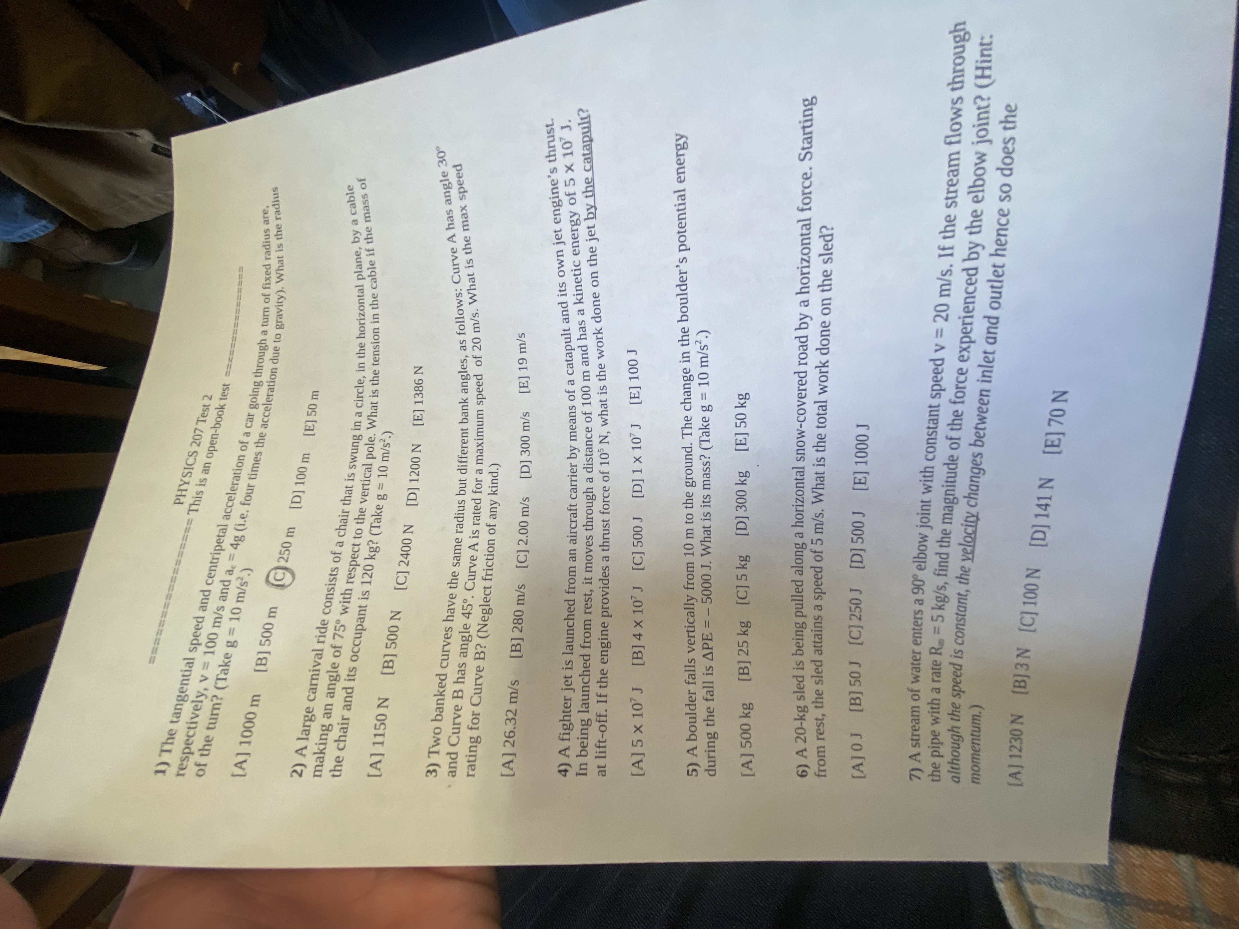 PHYSICS 207 Test 2 = This is an open-book test =