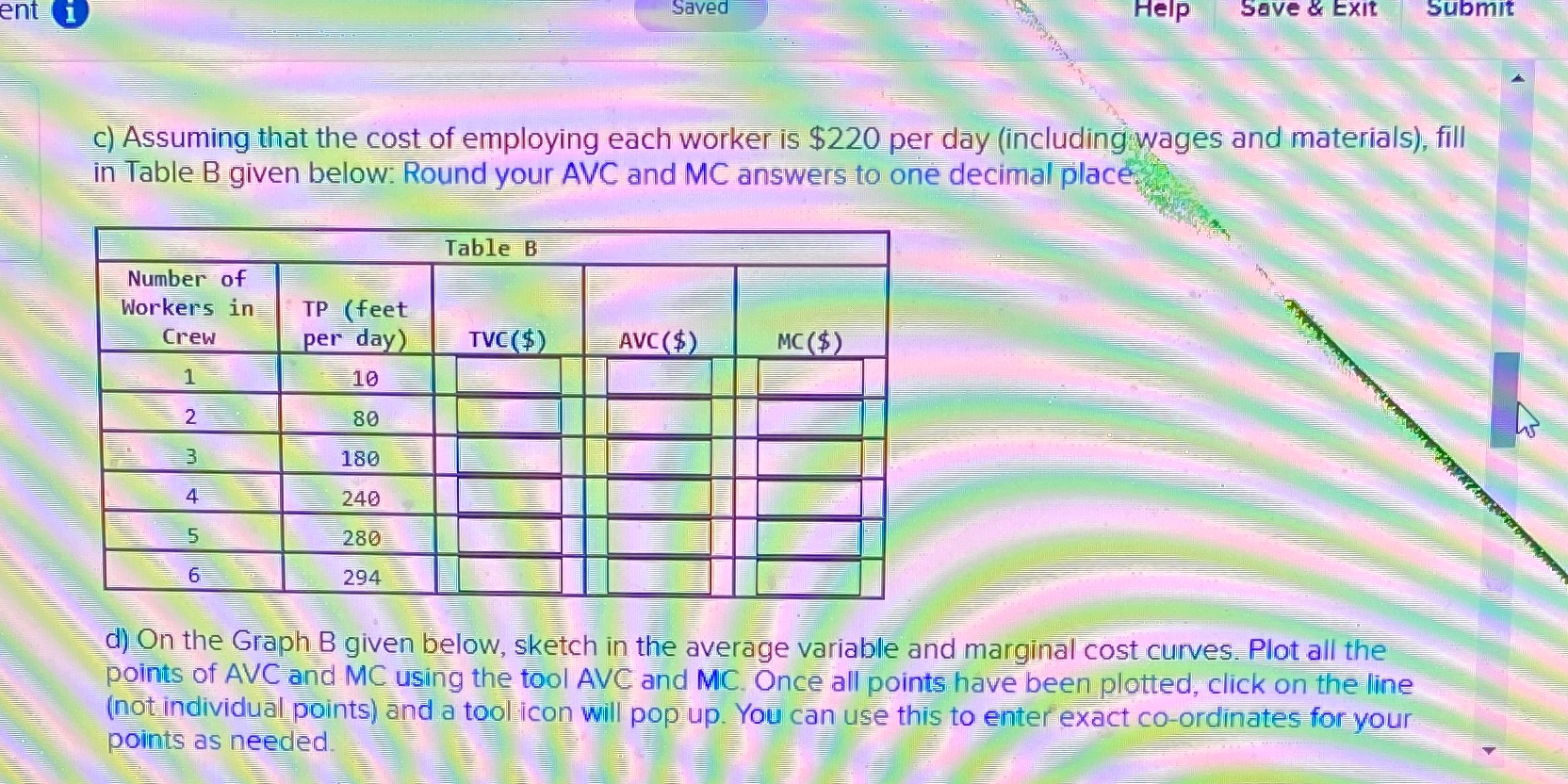 ent 1 Saved Help Save & Exit Submit c) Assuming that