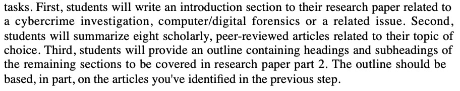 tasks. First, students will write an introduction section to their research
