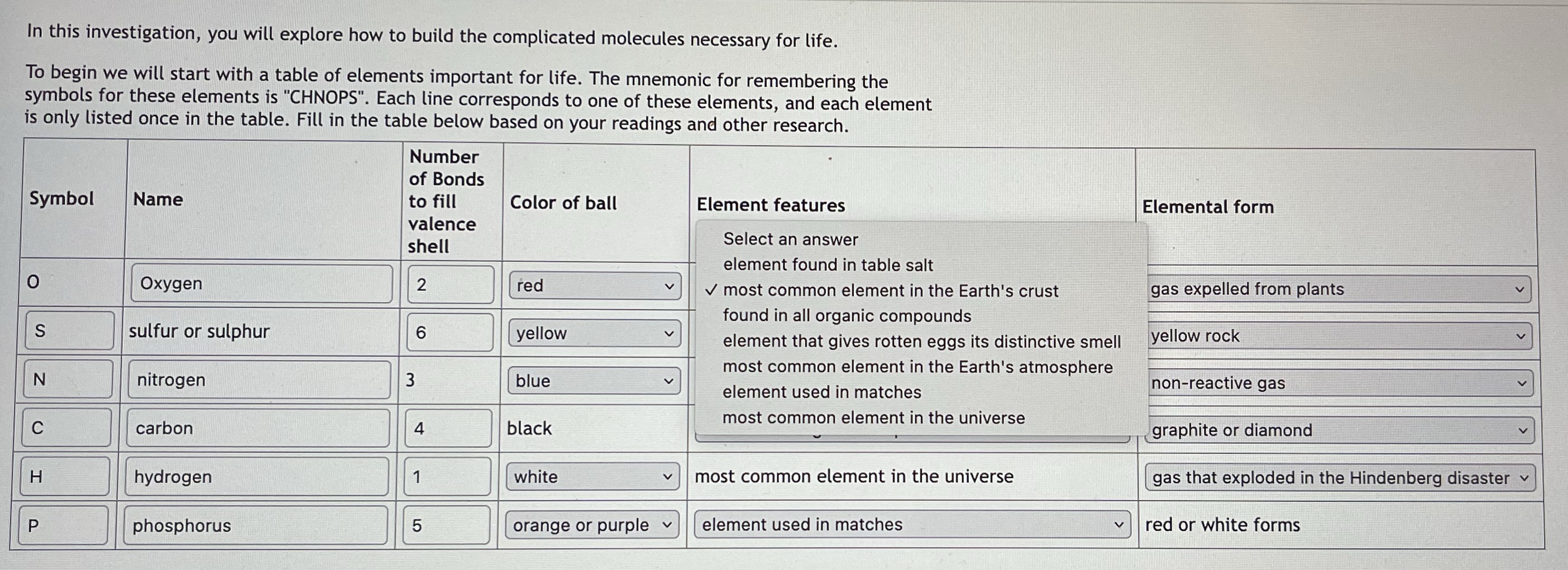 For elemental form Select an answer! gas expelled from plants! graphite or