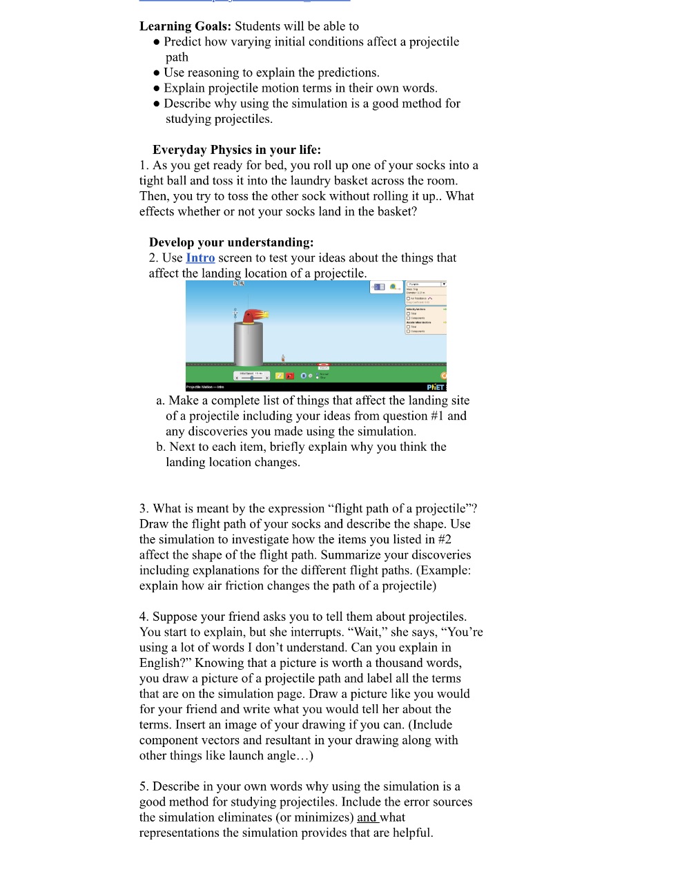 ._._, Learning Goals: Students will be able to o Predict how