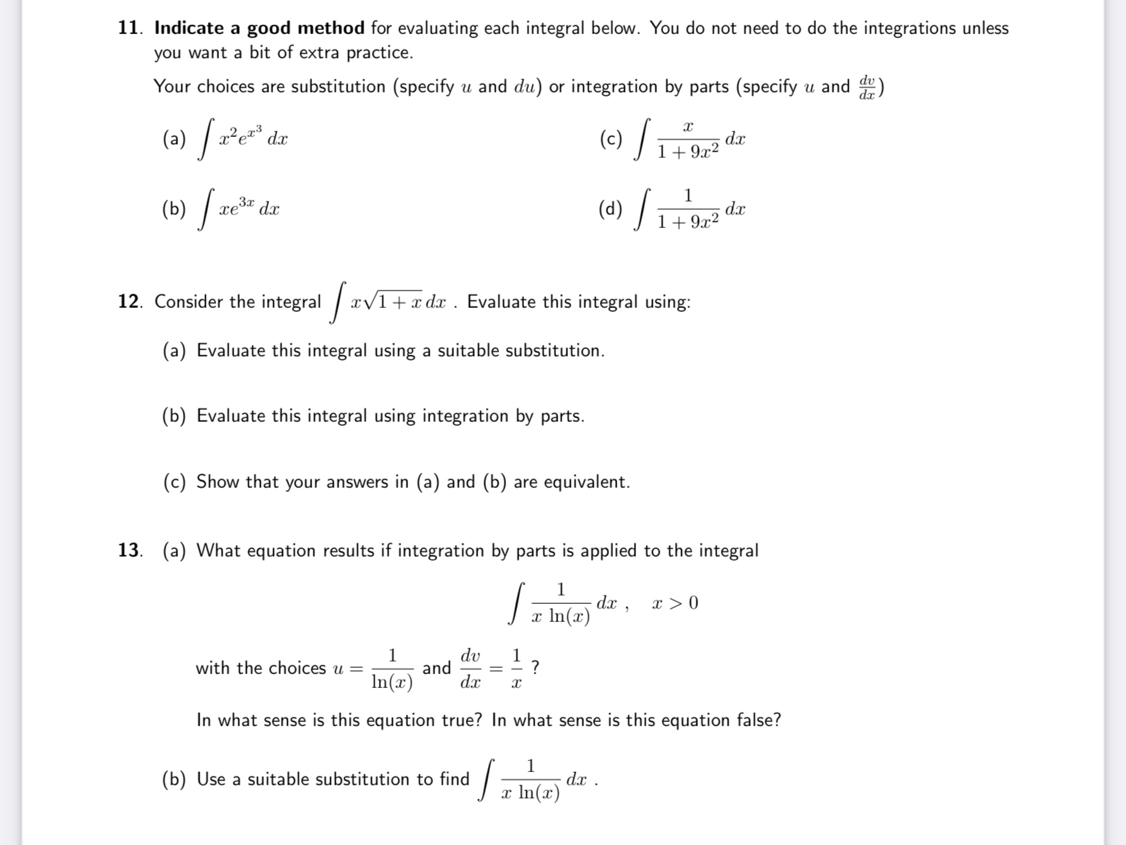 I would like these all solved correctly. 11. Indicate a good method