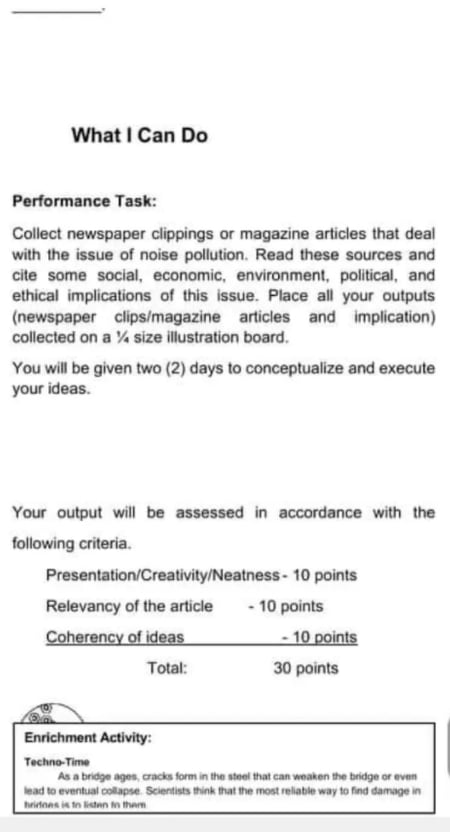 digital What I Can Do Performance Task: Collect newspaper clippings or magazine