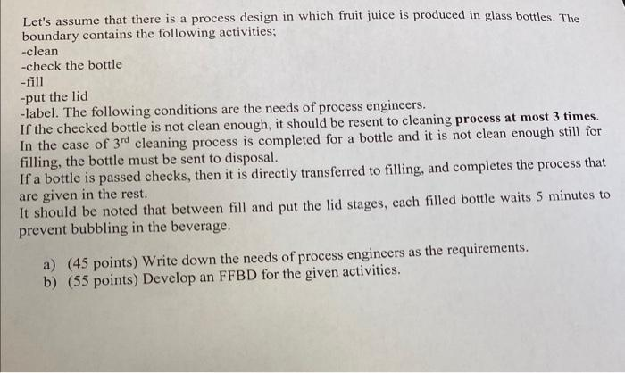 Let's assume that there is a process design in which fruit