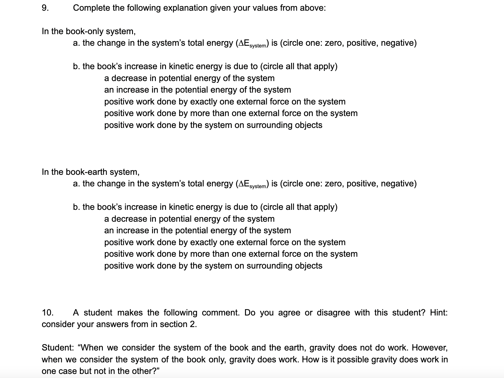 of the book and the earth together, a. Which of the forces