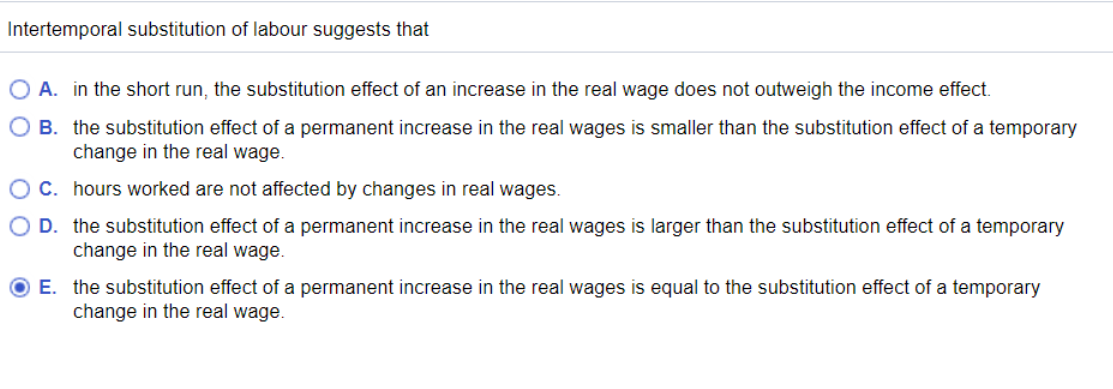 The blank are increase, decrease, no change, or ambiguous in change lntertemporal