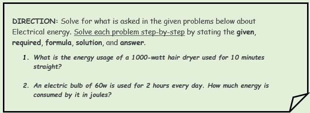  DIRECTION: Solve for what is asked in the given problems below