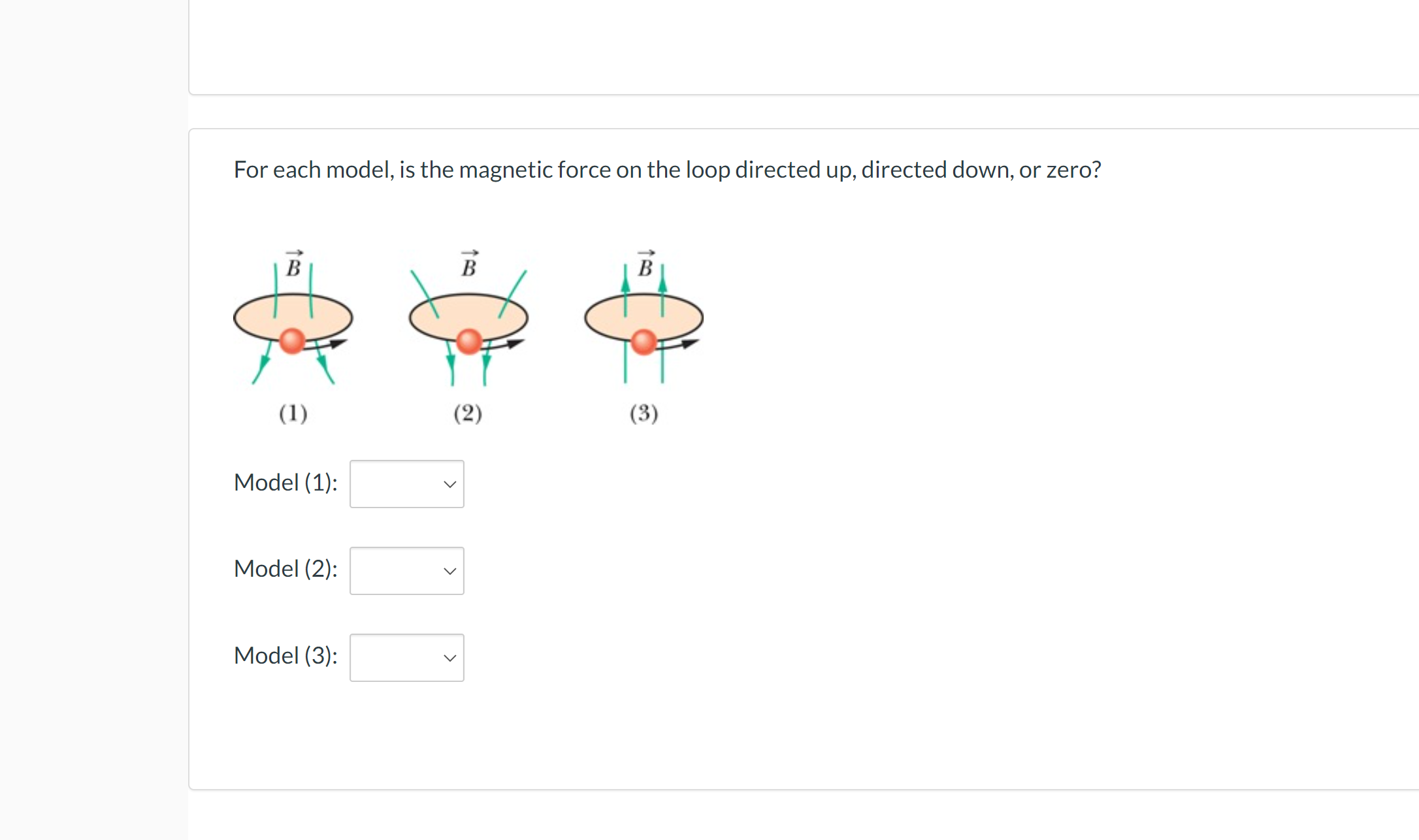 within a magnetic field. The fields are nonuniform for models 1 and