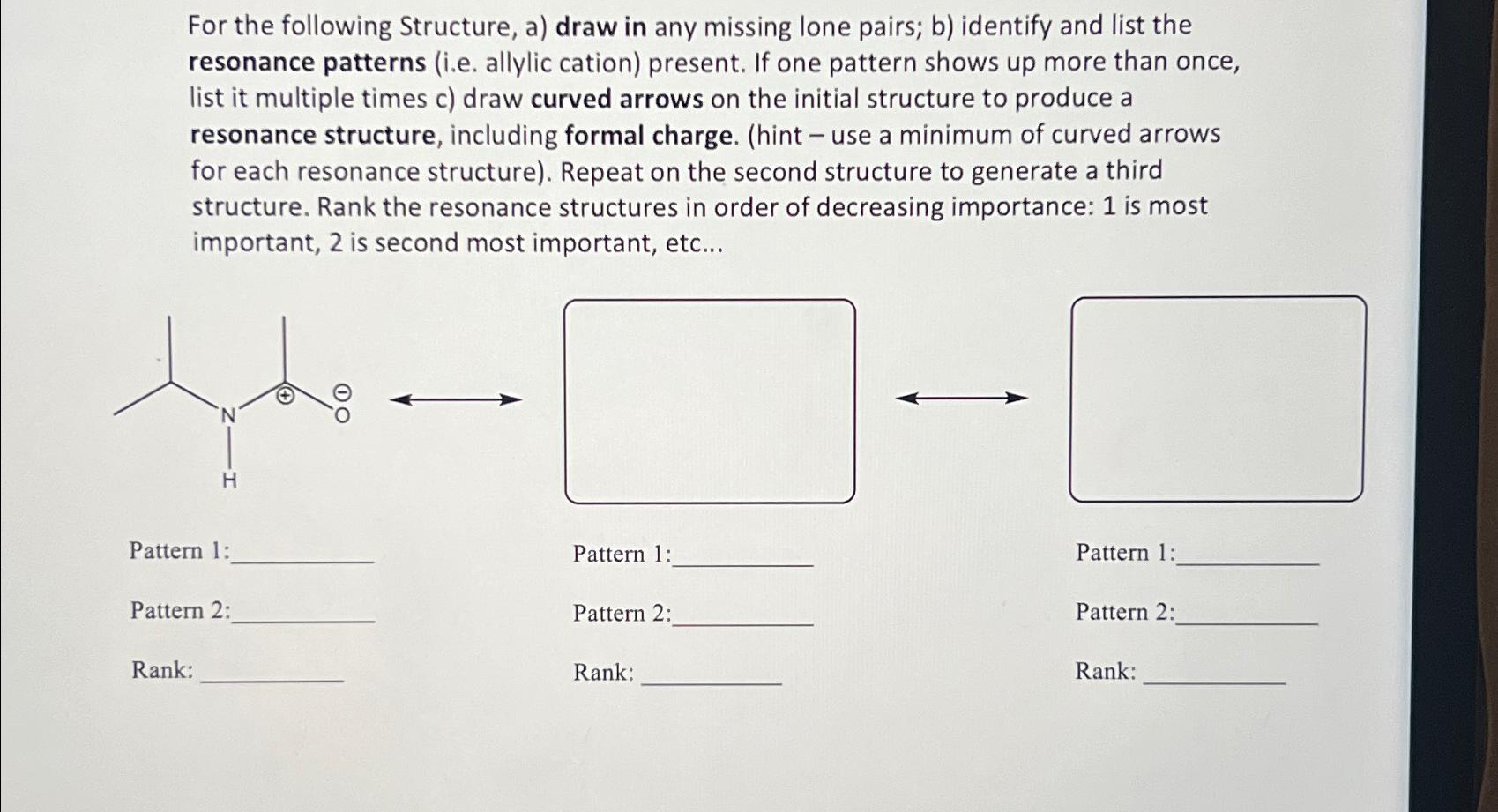  For the following Structure, a) draw in any missing lone pairs;