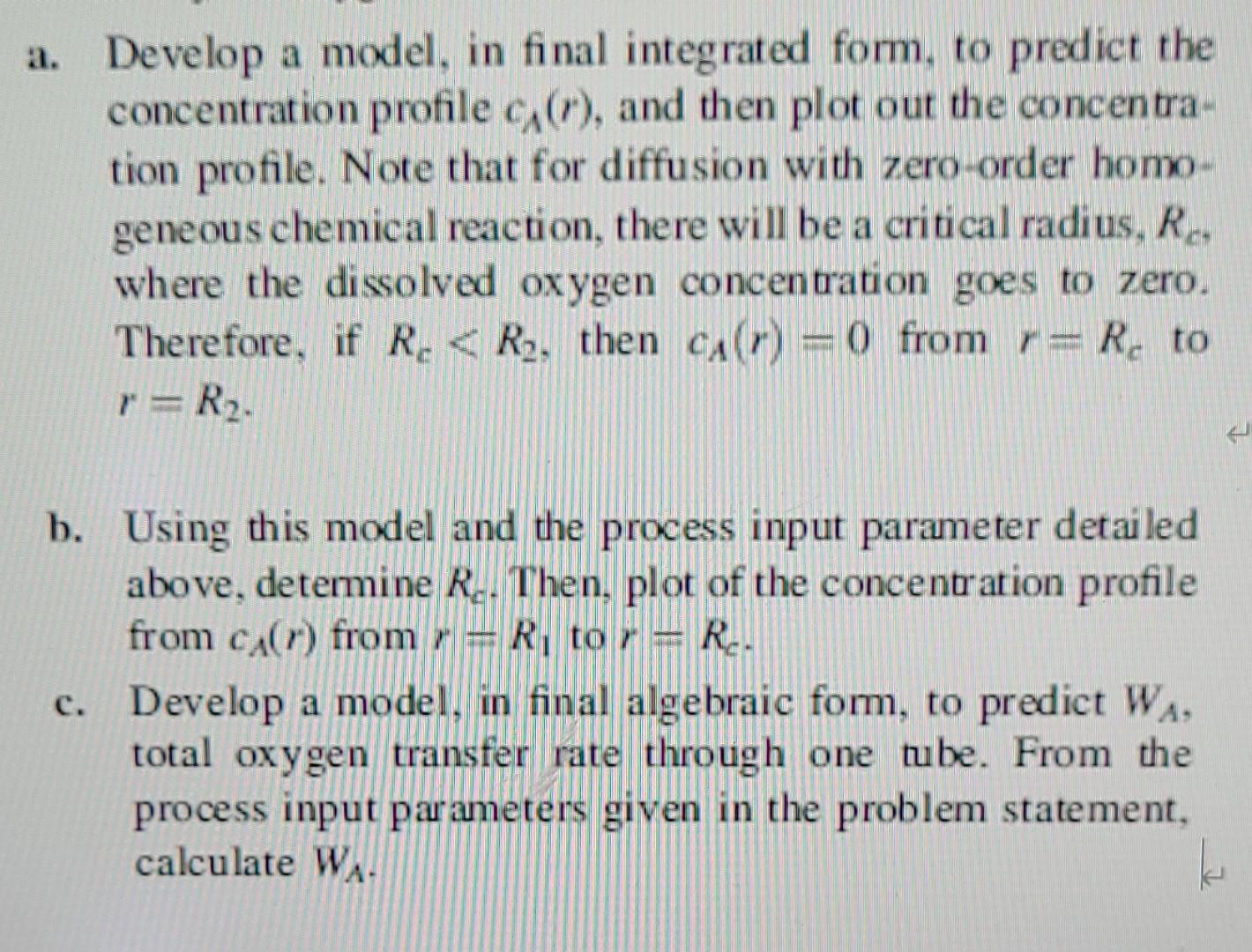 for the radial concentration profile of dissolved oxygen within cylindrical engineered tissue