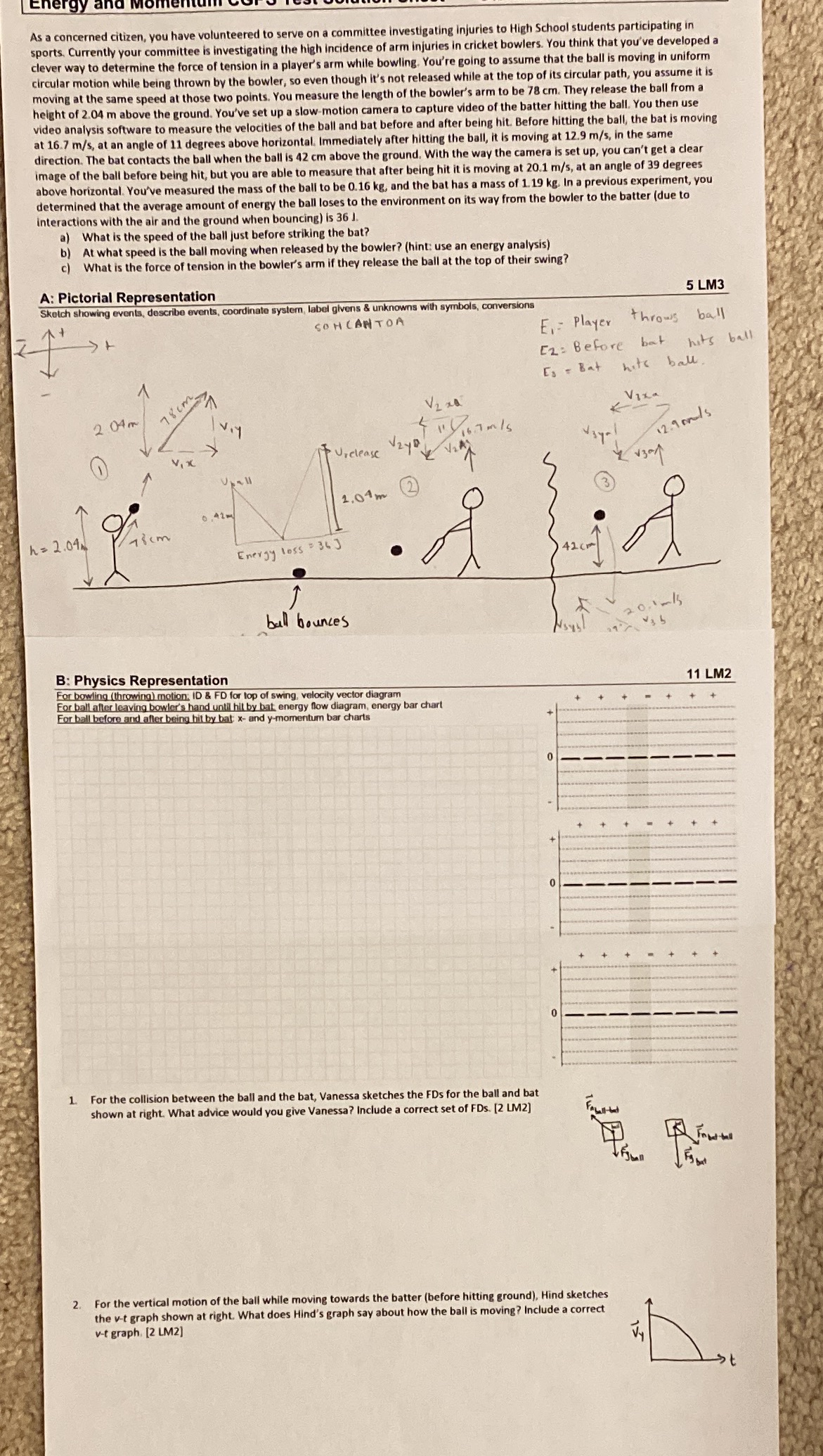 Could someone solve only the part B: physics representation and the 2