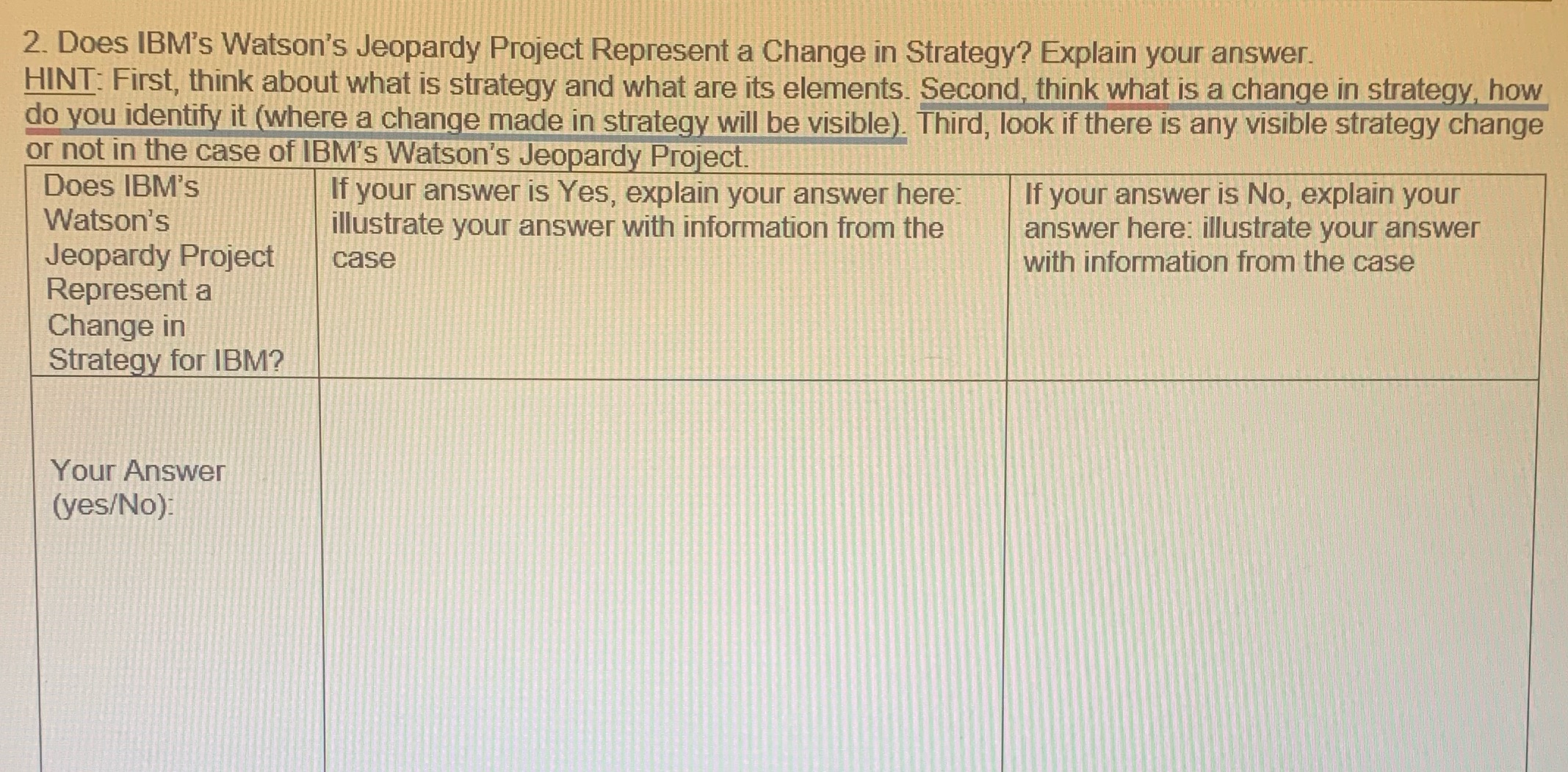 2. Does IBM's Watson's Jeopardy Project Represent a Change in Strategy?