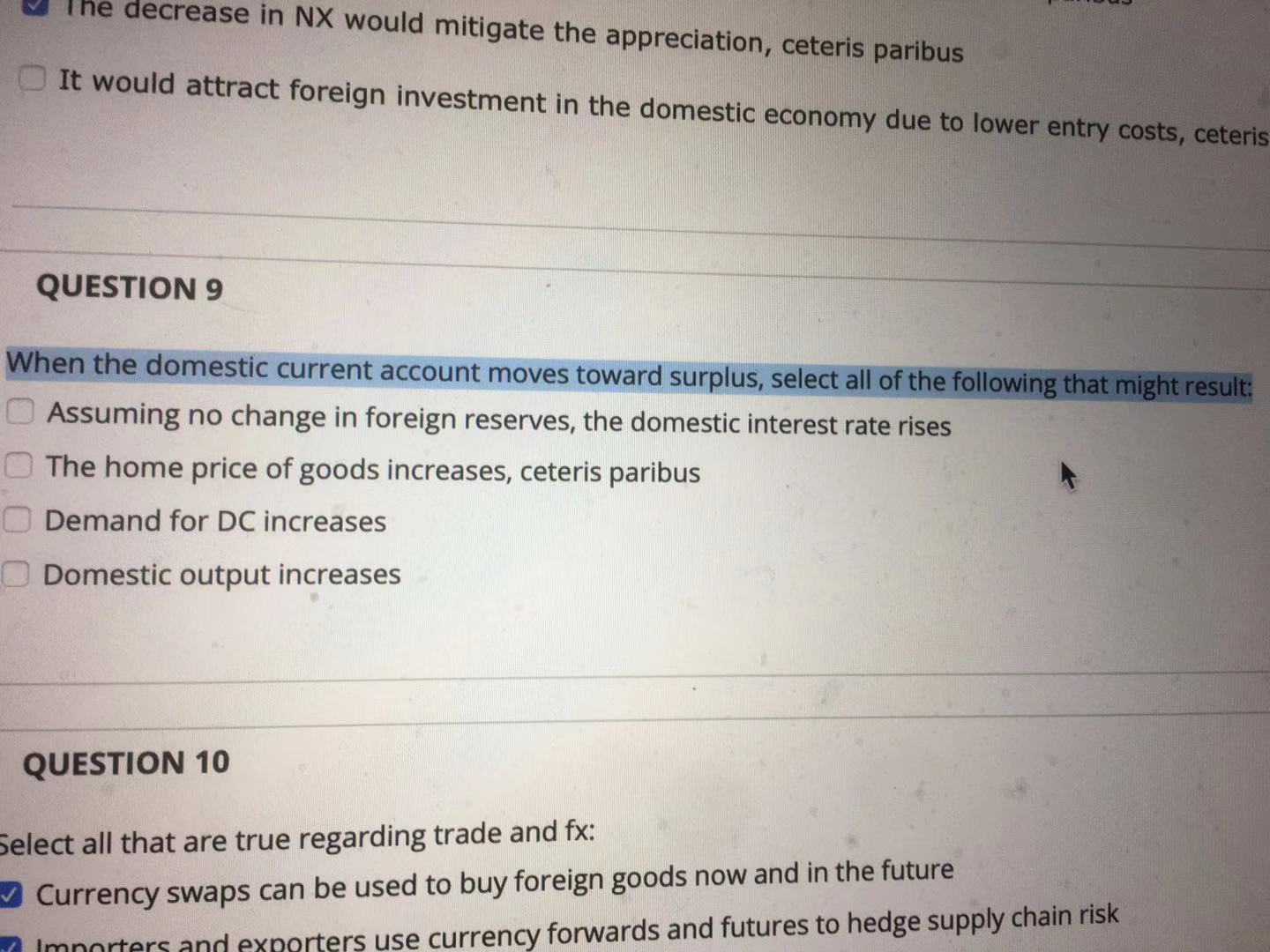 The decrease in NX would mitigate the appreciation, ceteris paribus It