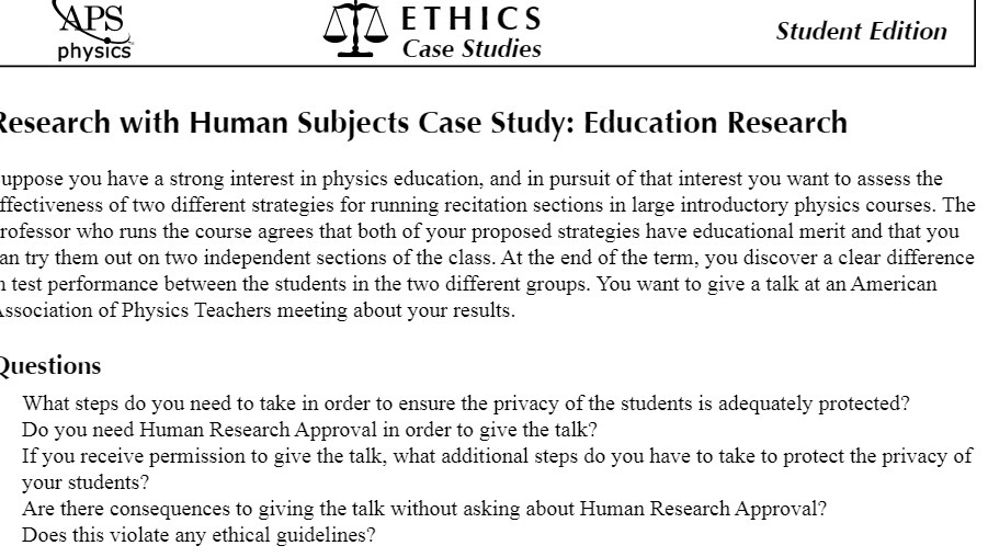 E T H I C. 5 Student Edition physms Case Studies