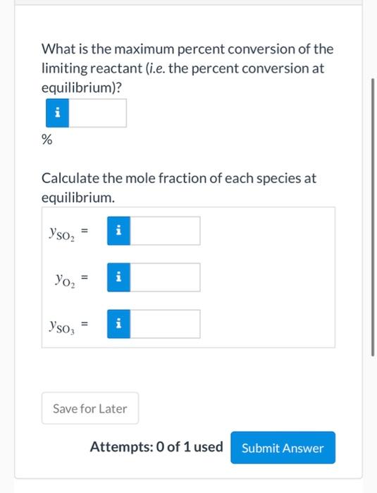 with 13.10 kmol of sulfur dioxide and 6.80 kmol oxygen, which react
