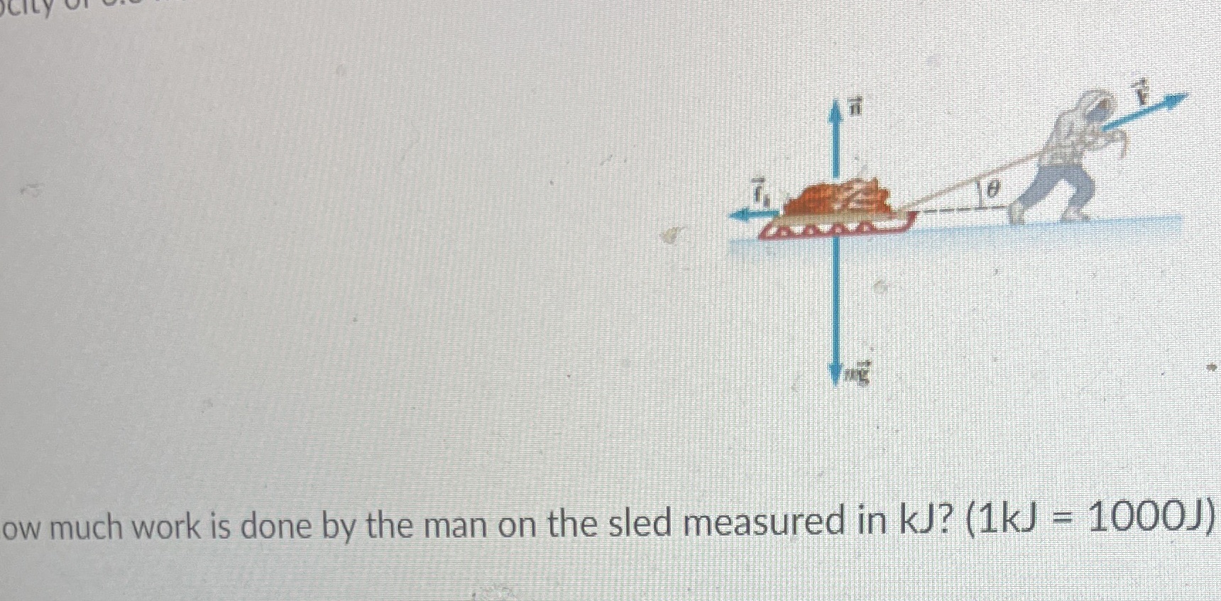 A man is pulling a sled (m = 120Kg) across the snowy