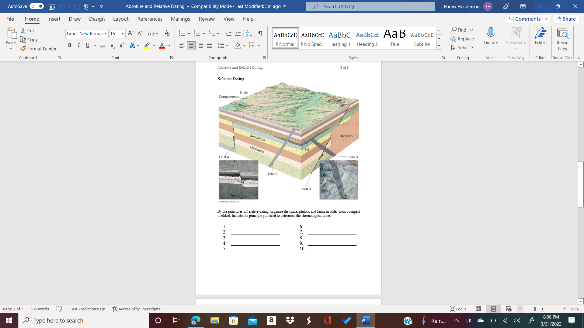 AutoSave On . Absolute and Relative Dating - Compatibility Mode .