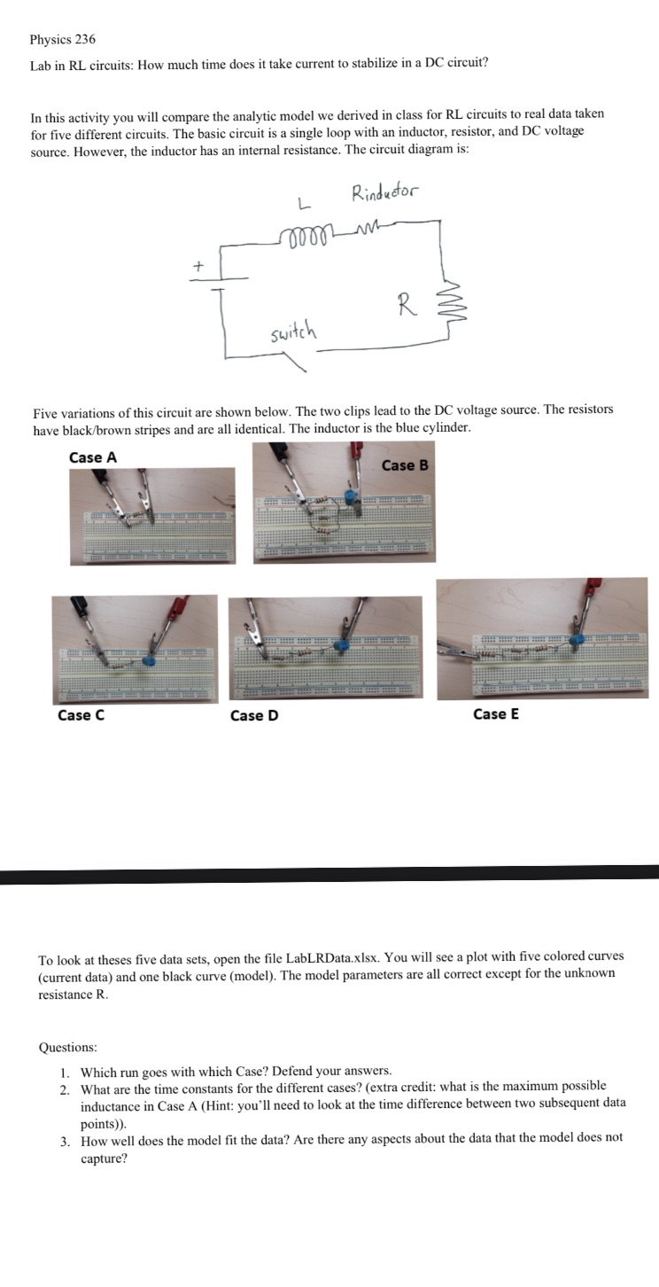 Physics 236 Lab in RL circuits: How much time does it