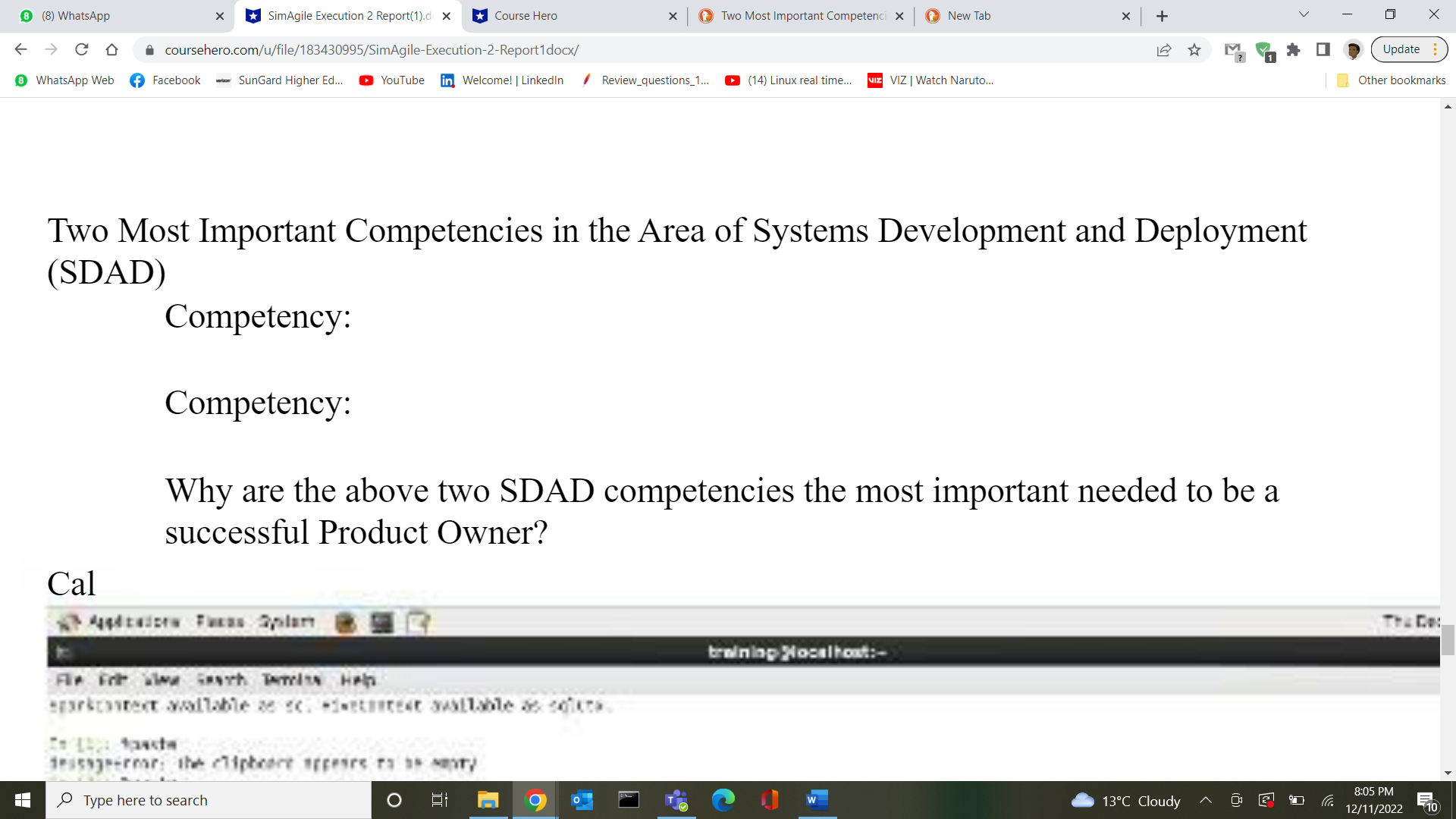  8 (8) WhatsApp x *SimAgile Execution 2 Report(1).d x Course Hero