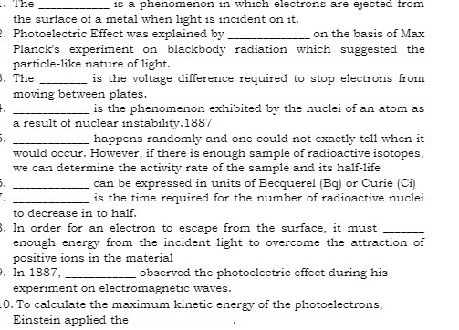 The is a phenomenon in which electrons are ejected from the
