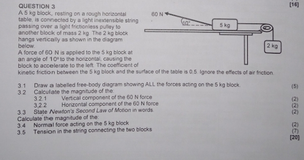 can you please help me solve this problem QUESTION 3 [16] A