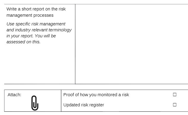 Write a short report on the risk management processes Use specific
