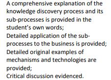 Discuss the knowledge discovery process, with application to Naspers.Include the following in