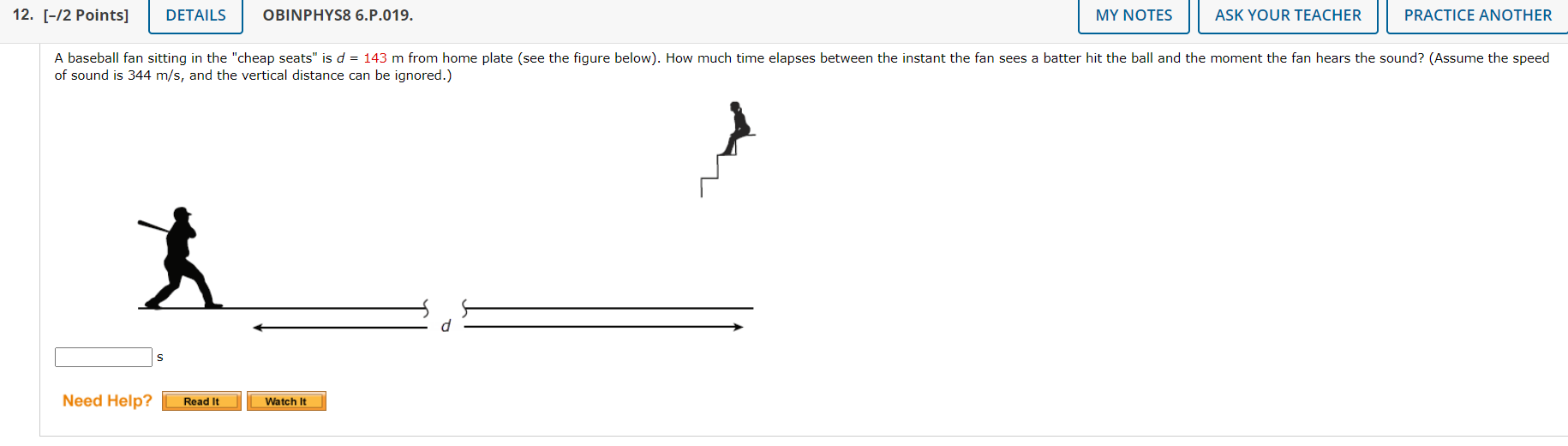  12. [-/2 Points] DETAILS OBINPHYS8 6.P.019. MY NOTES ASK YOUR TEACHER