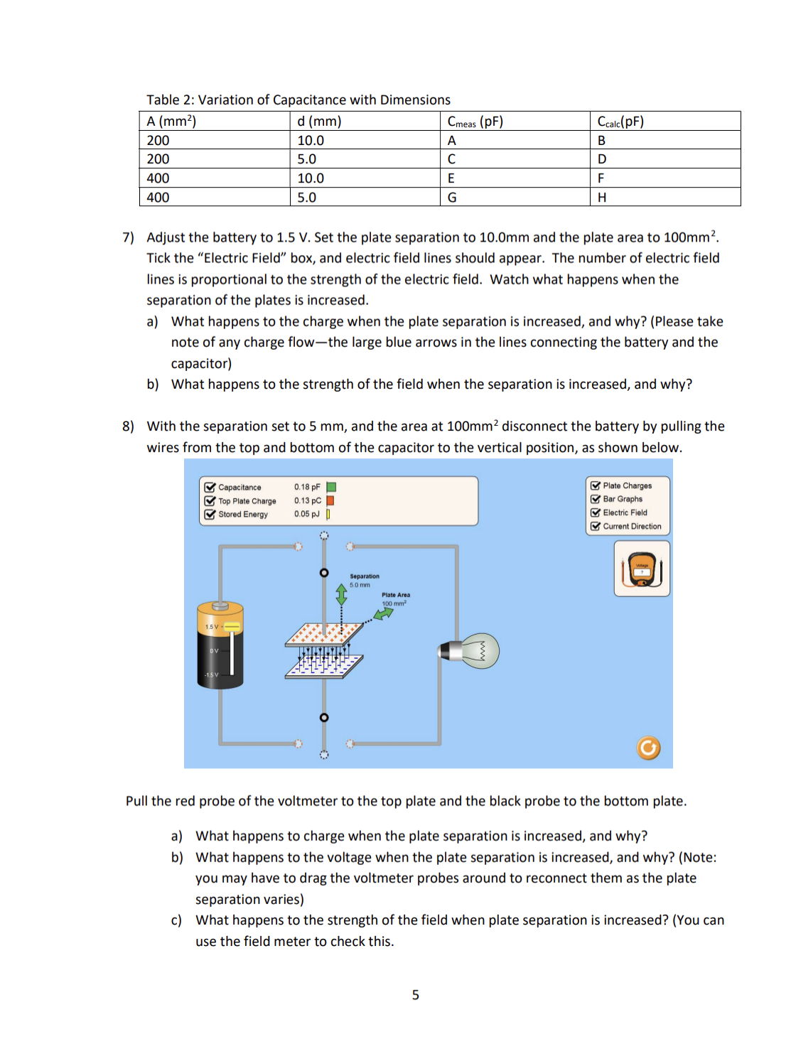voltage as close as you can to the values shown in Ta