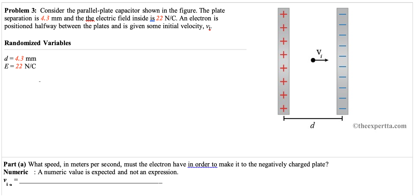 Problem 3: Consider the parallel-plate capacitor shown in the figure. The