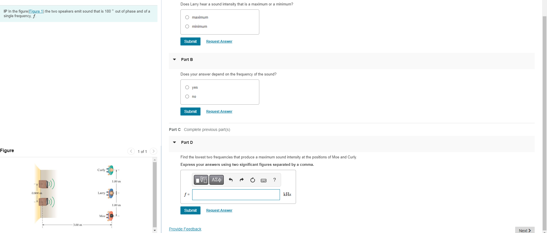  Does Larry hear a sound intensity that is a maximum or
