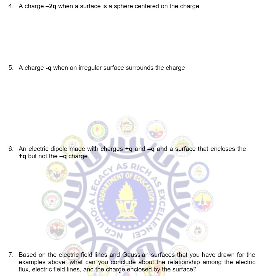  4. A charge -2q when a surface is a sphere centered