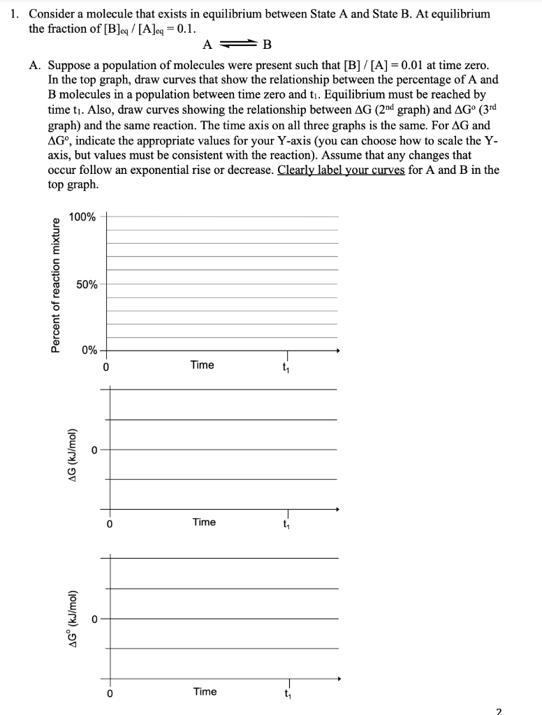  1. Consider a molecule that exists in equilibrium between State A