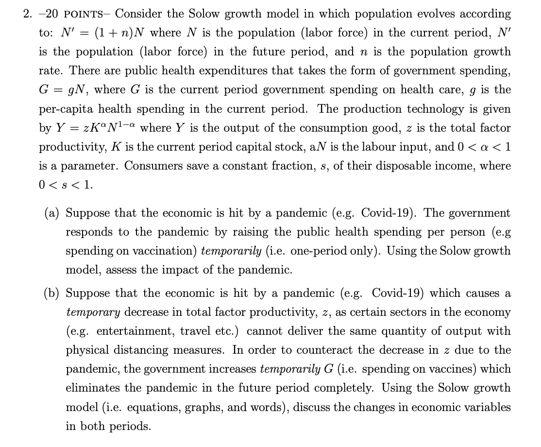 Hi I need help with this question thanks! 2. 20 POINTS Consider