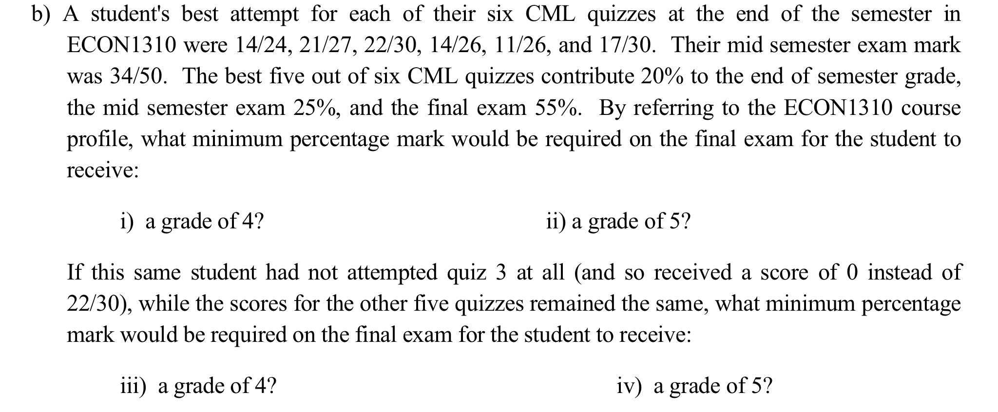 Could you help me deal with this problem b) A student's best