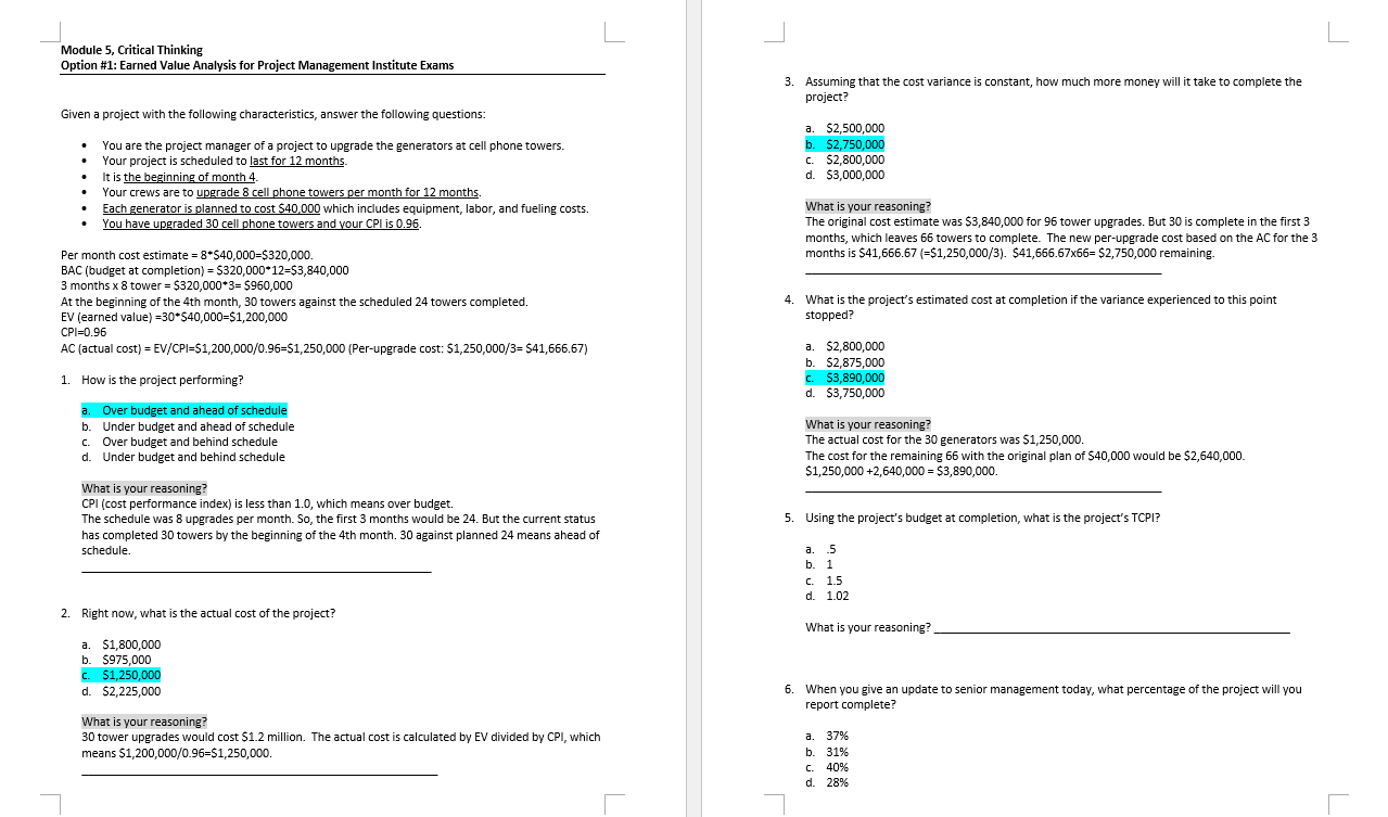 Question 3: Assuming that the cost variance is constant, how much more