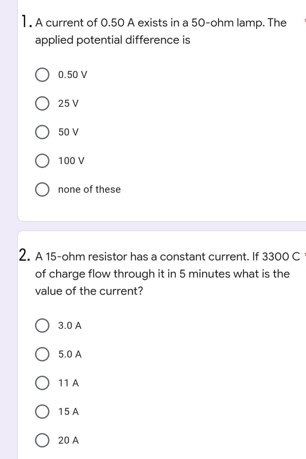 PROBLEM SOLVING. Please show the solution. 1 . A current of 0.50