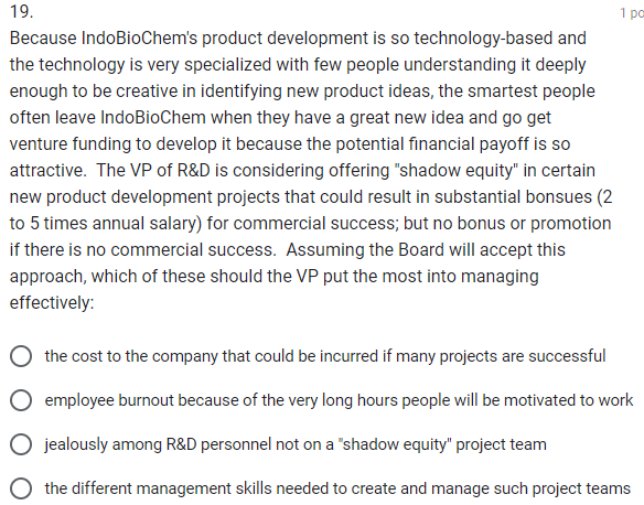  19. '| pc Because IndoBioChem's product development is so technologybased and