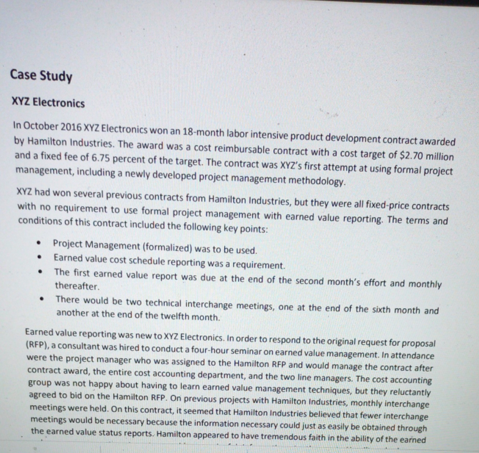 I need the answer of this case study Case Study XYZ Electronics